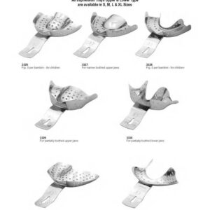 D136 Stainless steel impression trays narrow partially toothed edentulous upper jaws for children